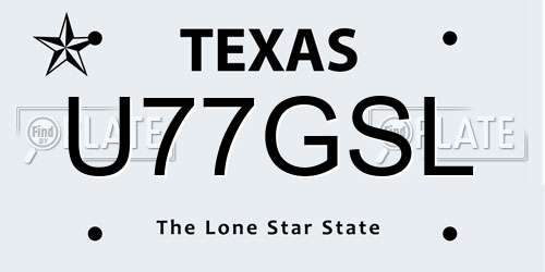U77GSL Texas License Plate
