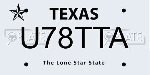 U78TTA Texas License Plate