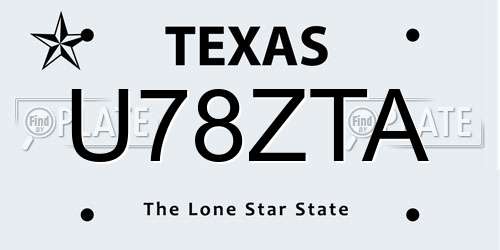 U78ZTA Texas License Plate