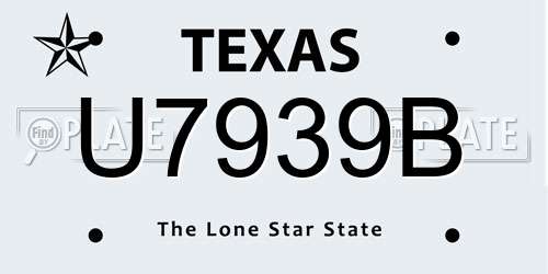 U7939B Texas License Plate