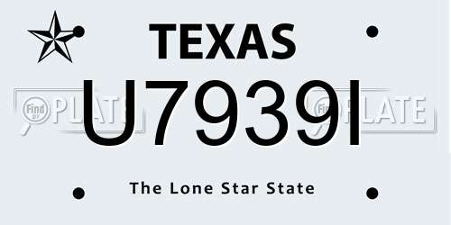 U7939I Texas License Plate