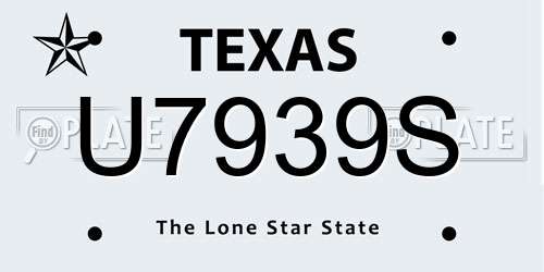 U7939S Texas License Plate