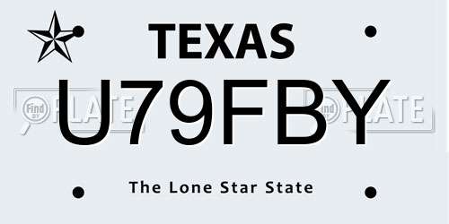 U79FBY Texas License Plate