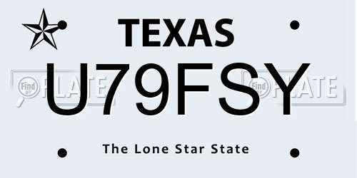 U79FSY Texas License Plate
