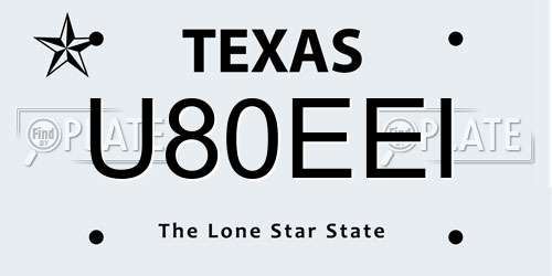 U80EEI Texas License Plate