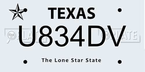 U834DV Texas License Plate