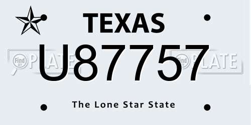 U87757 Texas License Plate