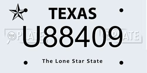 U88409 Texas License Plate