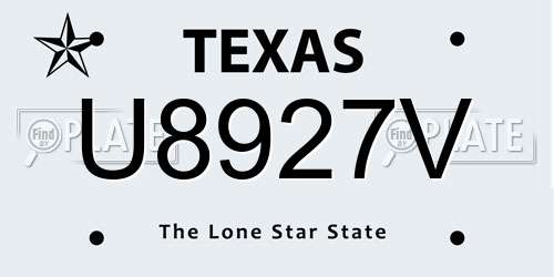 U8927V Texas License Plate