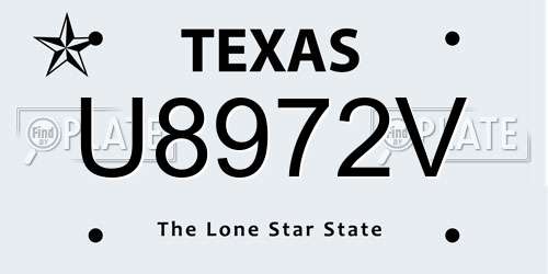 U8972V Texas License Plate