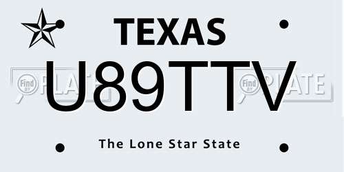 U89TTV Texas License Plate