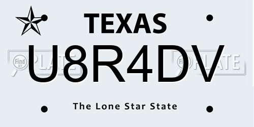 U8R4DV Texas License Plate