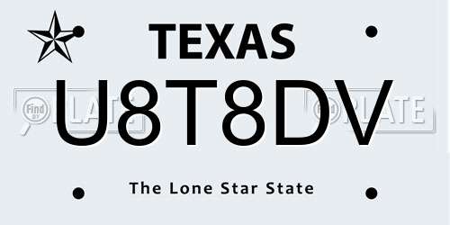 U8T8DV Texas License Plate
