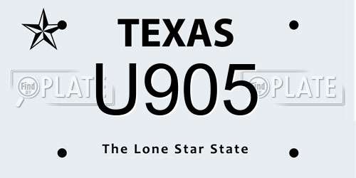U905 Texas License Plate