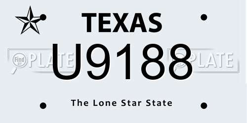 U9188 Texas License Plate