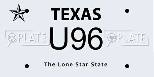 U96 Texas License Plate