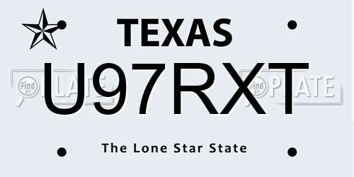 U97RXT Texas License Plate