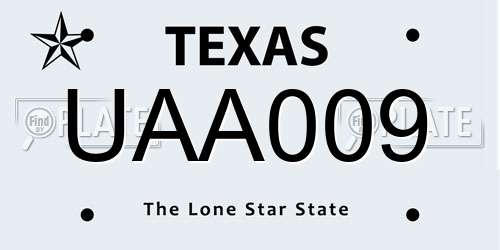 UAA009 Texas License Plate
