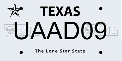 UAAD09 Texas License Plate