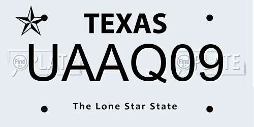 UAAQ09 Texas License Plate