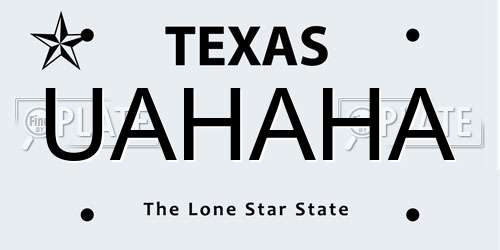 UAHAHA Texas License Plate