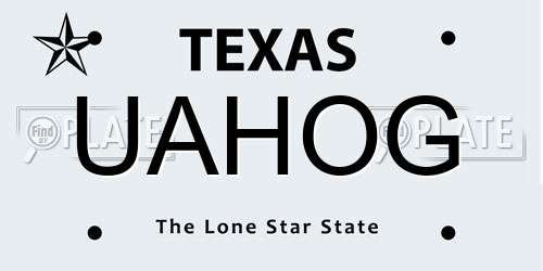 UAHOG Texas License Plate