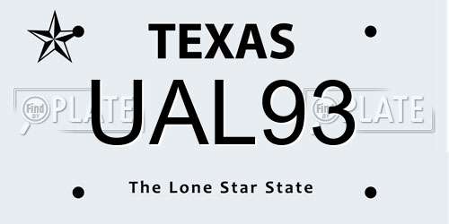 UAL93 Texas License Plate