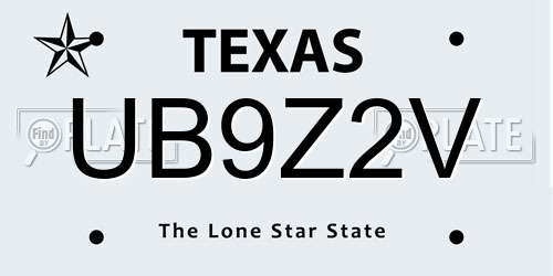 UB9Z2V Texas License Plate