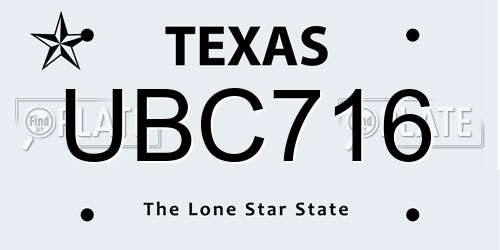 UBC716 Texas License Plate