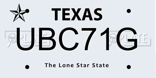 UBC71G Texas License Plate