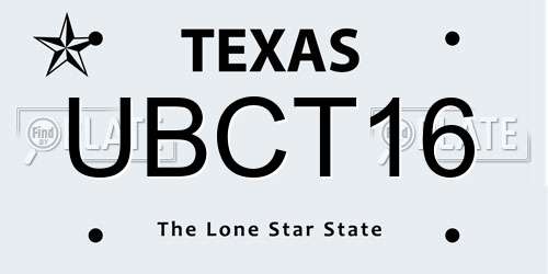 UBCT16 Texas License Plate