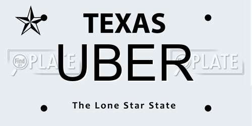 UBER Texas License Plate