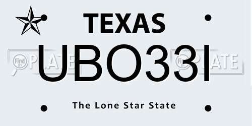UBO33I Texas License Plate