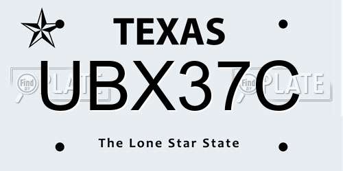 UBX37C Texas License Plate