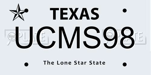UCMS98 Texas License Plate