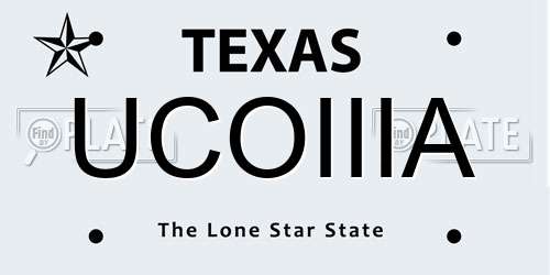 UCOIIIA Texas License Plate