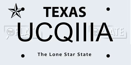 UCQIIIA Texas License Plate