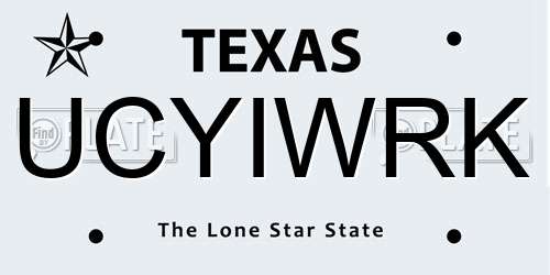 UCYIWRK Texas License Plate