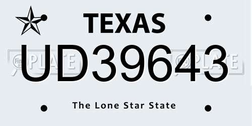 UD39643 Texas License Plate