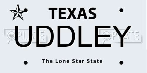 UDDLEY Texas License Plate