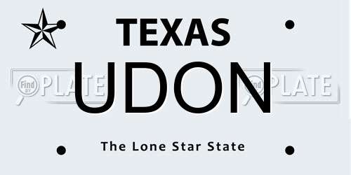 UDON Texas License Plate