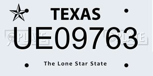 UE09763 Texas License Plate