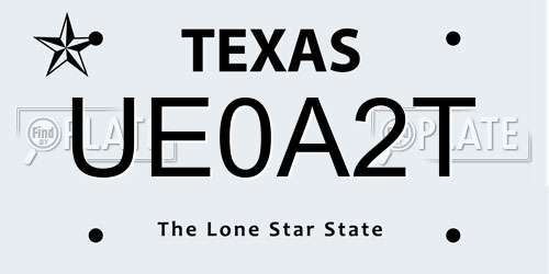 UE0A2T Texas License Plate