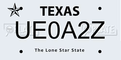 UE0A2Z Texas License Plate