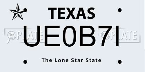 UE0B7I Texas License Plate