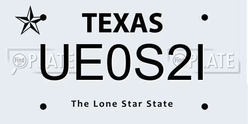 UE0S2I Texas License Plate