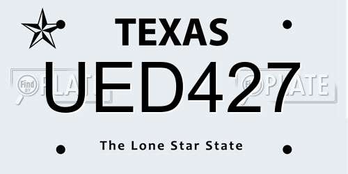 UED427 Texas License Plate