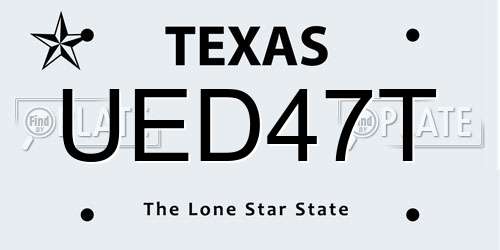 UED47T Texas License Plate