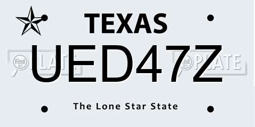 UED47Z Texas License Plate