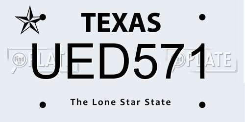 UED571 Texas License Plate